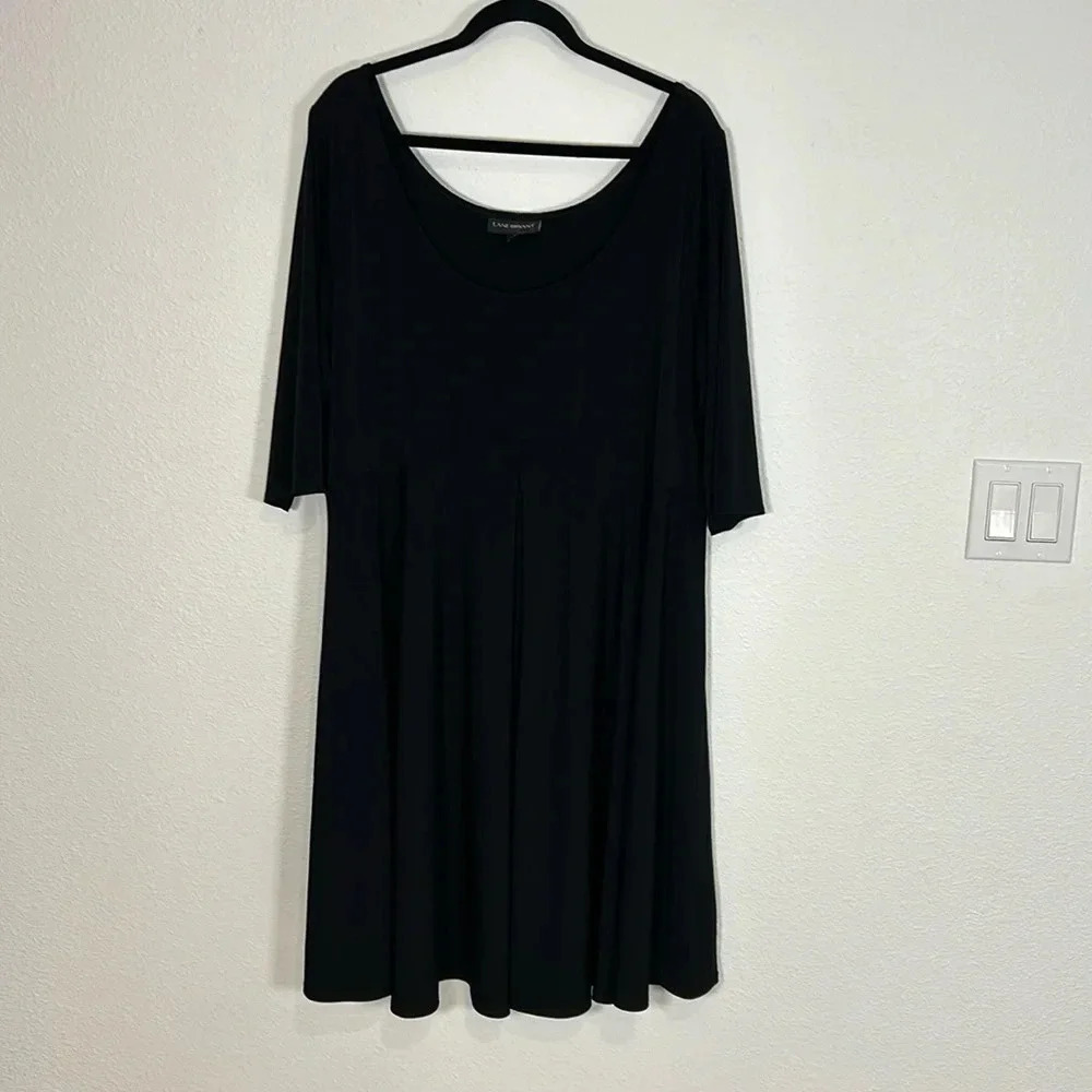 Lane Bryant 90s Revival Half Sleeve Babydoll Tunic Dress | Black | Women’s 22/24
